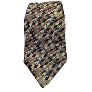 XMI Men's Necktie Luxury Designer Tie 4” Blue Gold Dragonfly Handmade‎ Silk USA